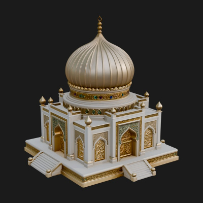 Domed Mosque Temple Design 7 3D Print Model