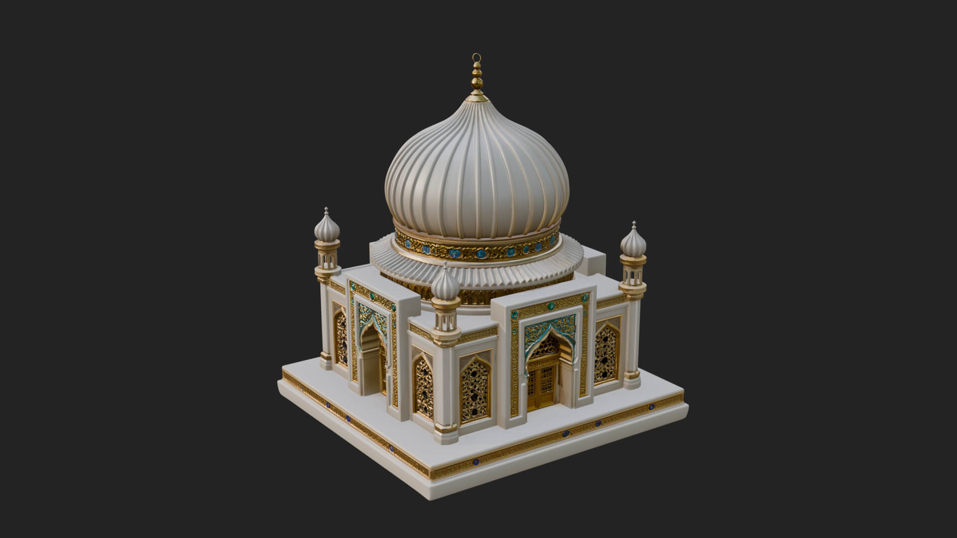 Domed Mosque Temple Design 8 3D Print Model 3D Model