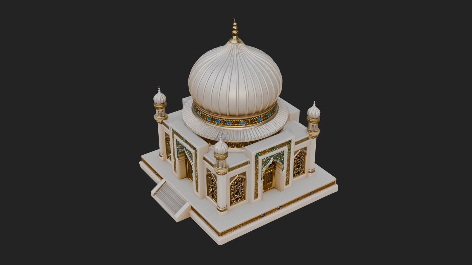 Domed Mosque Temple Design 8 3D Print Model 3D Model