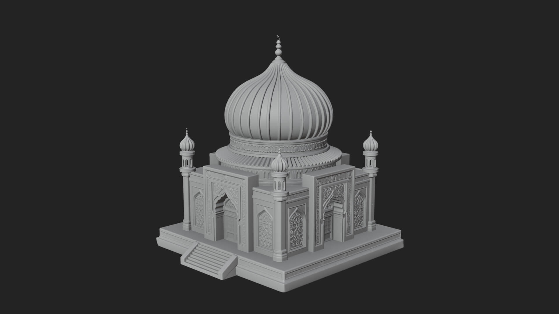 Domed Mosque Temple Design 8 3D Print Model 3D Model