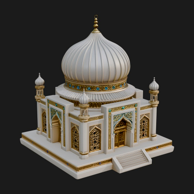 Domed Mosque Temple Design 8 3D Print Model
