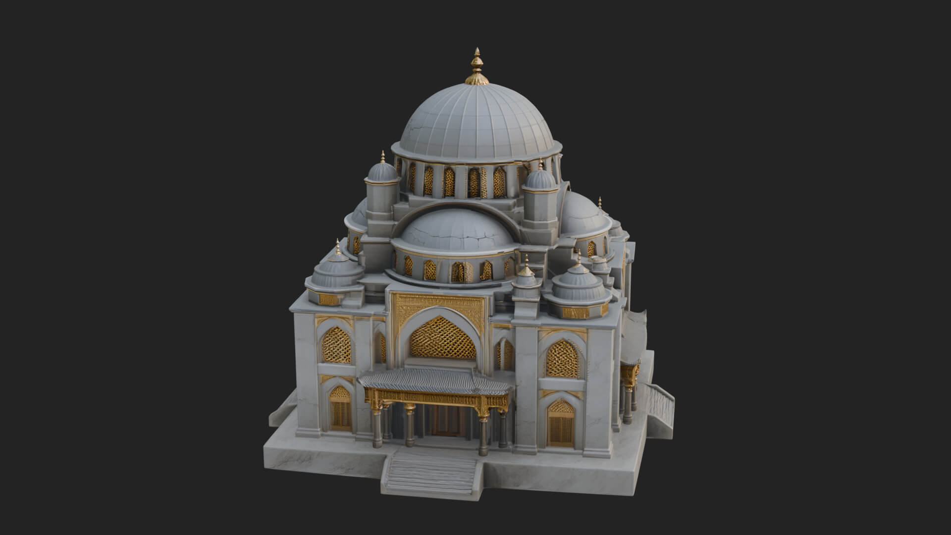 Domed Mosque Temple Design 9 3D Print Model 3D Model