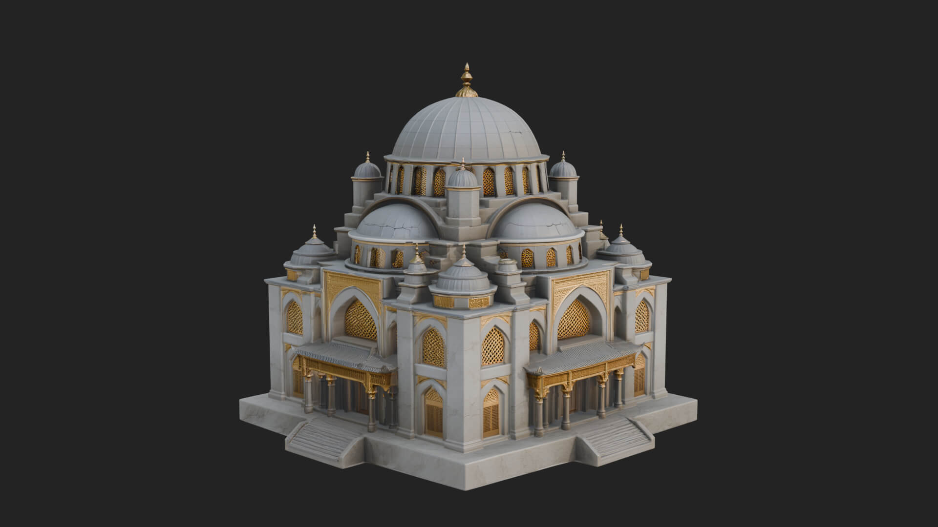 Domed Mosque Temple Design 9 3D Print Model 3D Model
