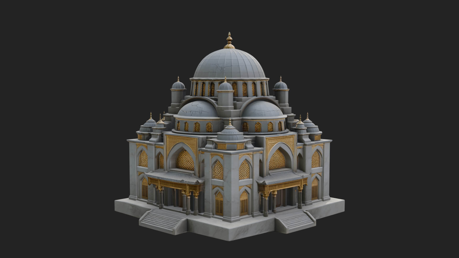 Domed Mosque Temple Design 9 3D Print Model 3D Model
