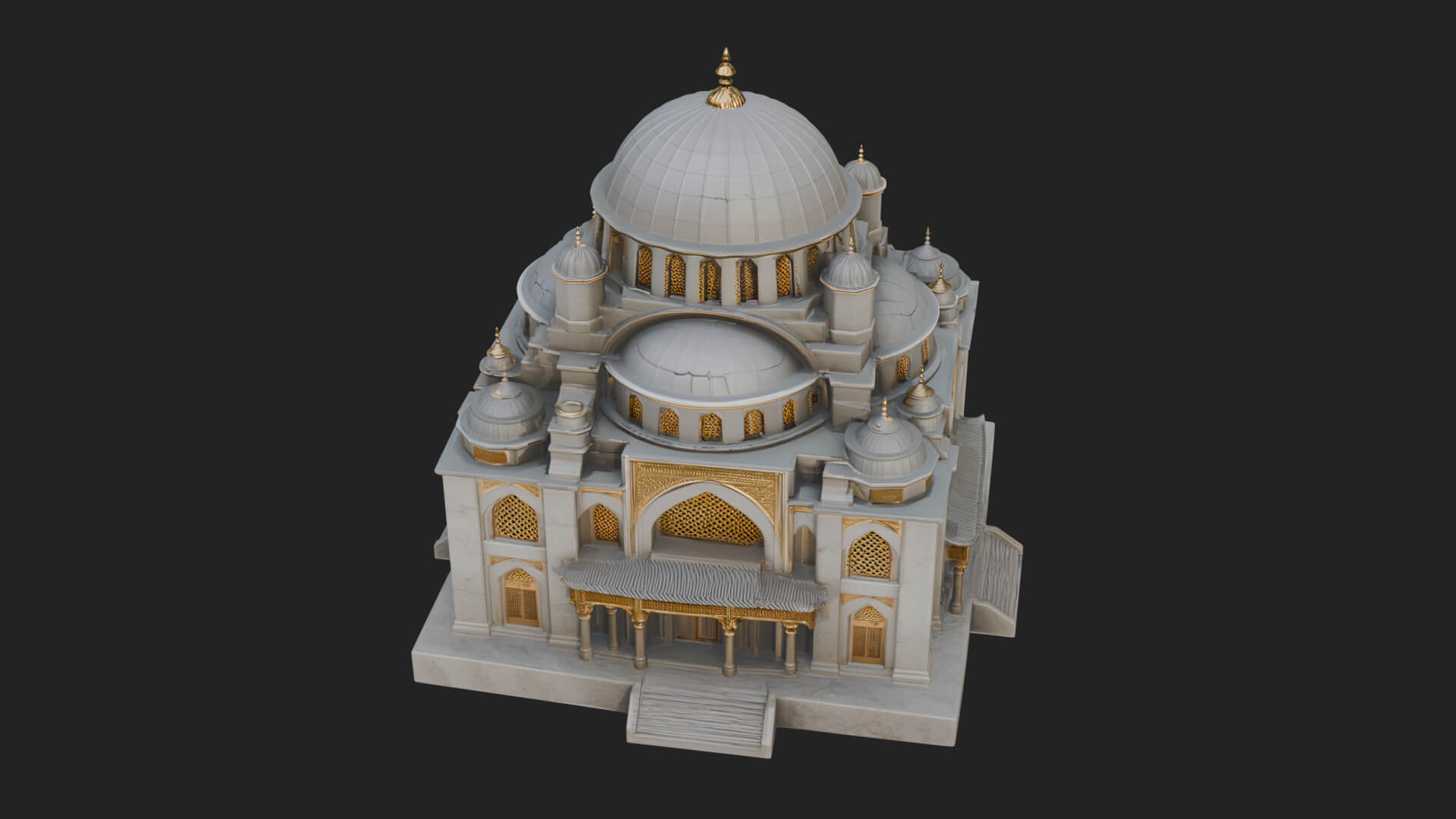 Domed Mosque Temple Design 9 3D Print Model 3D Model