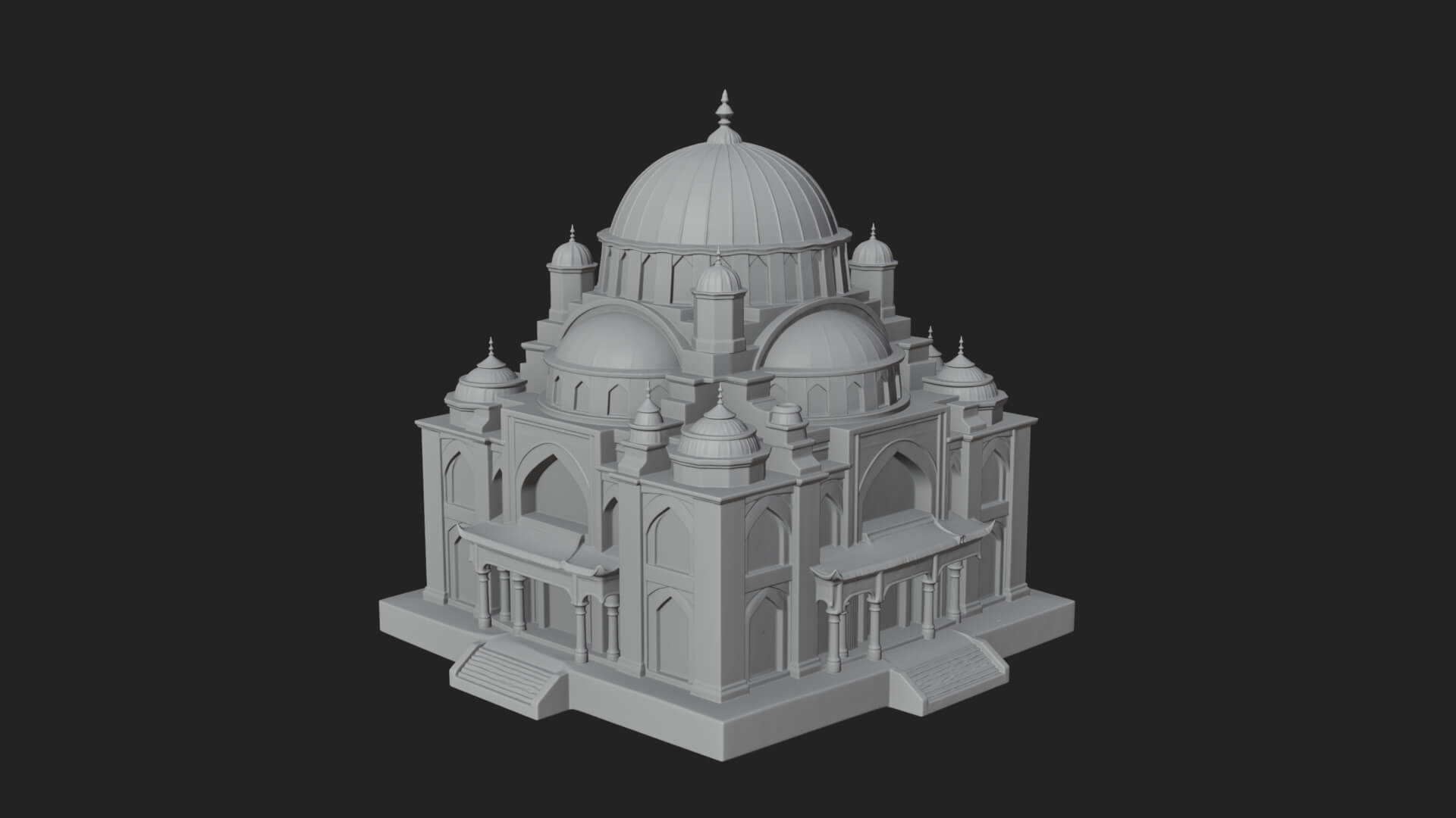 Domed Mosque Temple Design 9 3D Print Model 3D Model