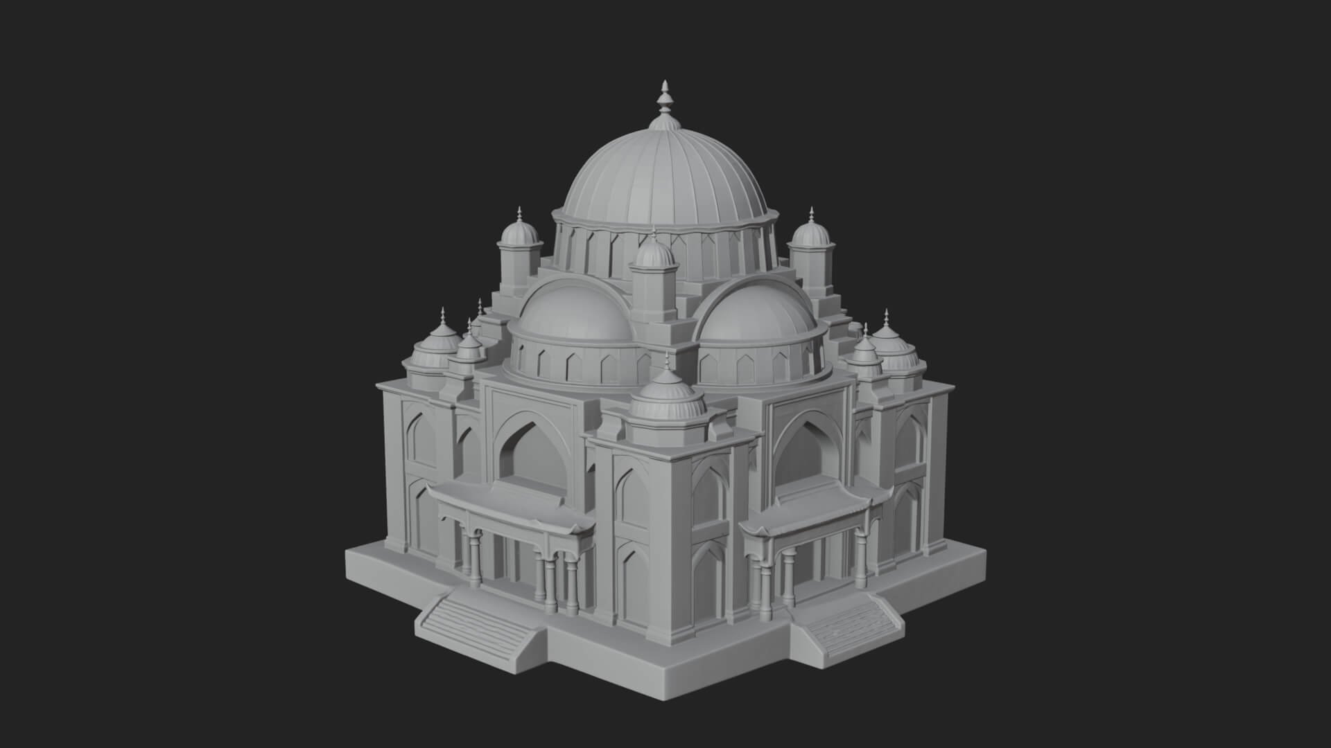Domed Mosque Temple Design 9 3D Print Model 3D Model