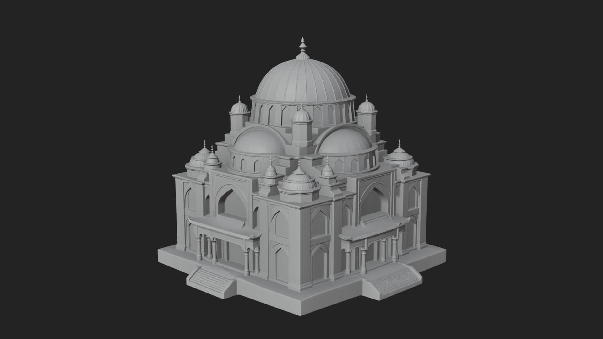 Domed Mosque Temple Design 9 3D Print Model 3D Model