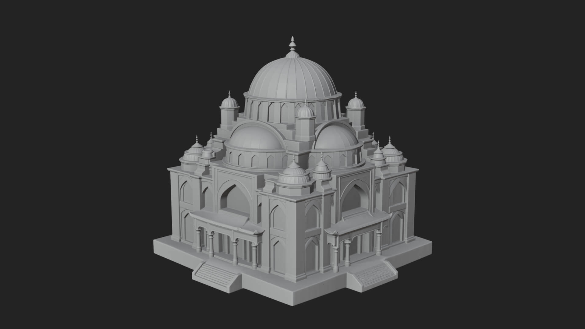 Domed Mosque Temple Design 9 3D Print Model 3D Model