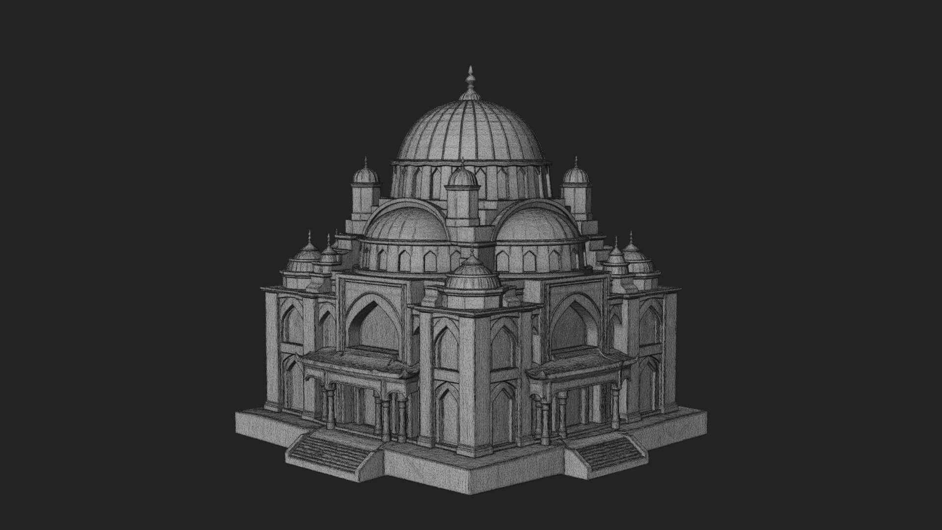Domed Mosque Temple Design 9 3D Print Model 3D Model