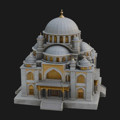 Domed Mosque Temple Design 9 3D Print Model