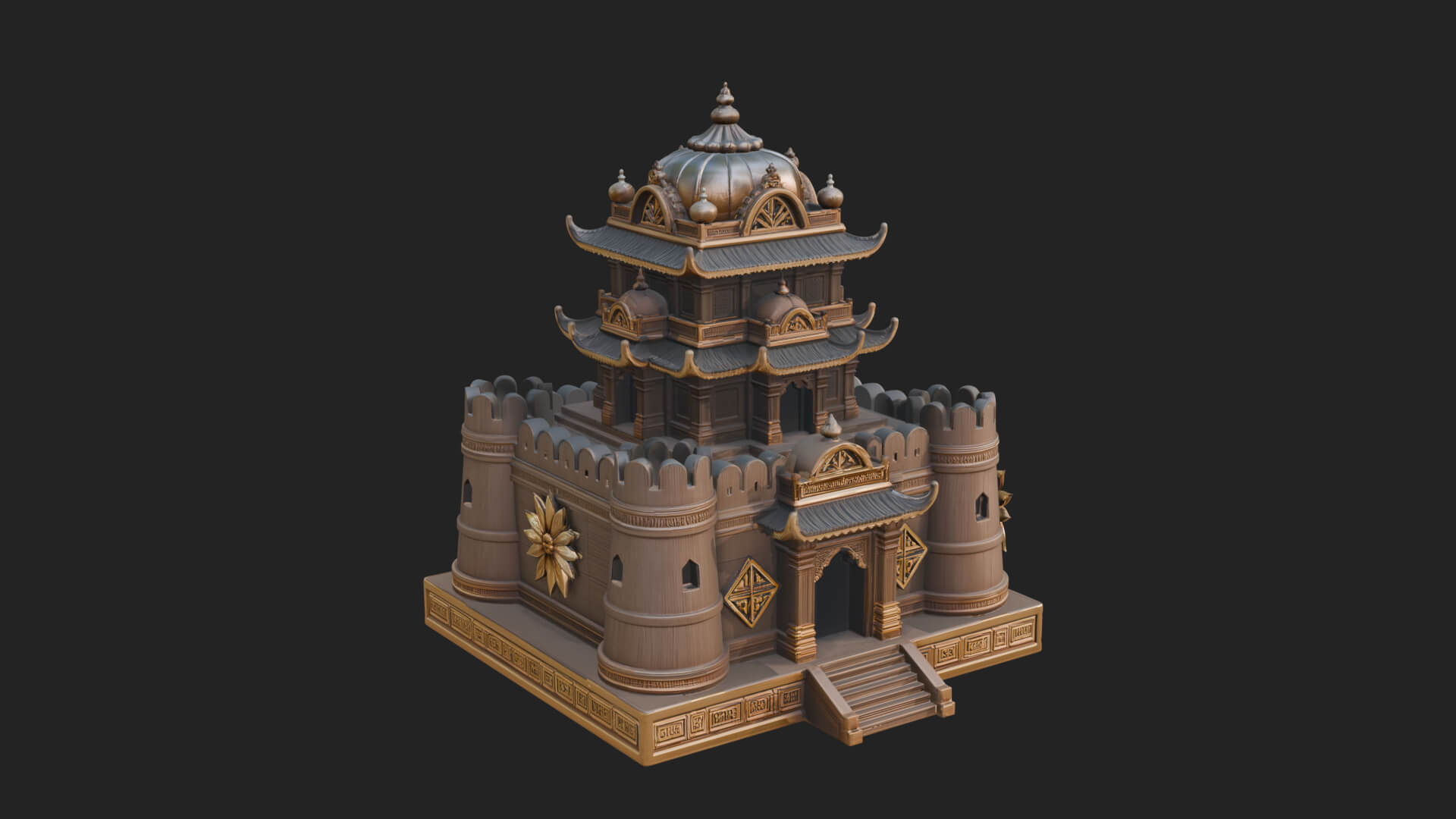 Domed Pagoda Tower Design 1 3D Print Model 3D Model
