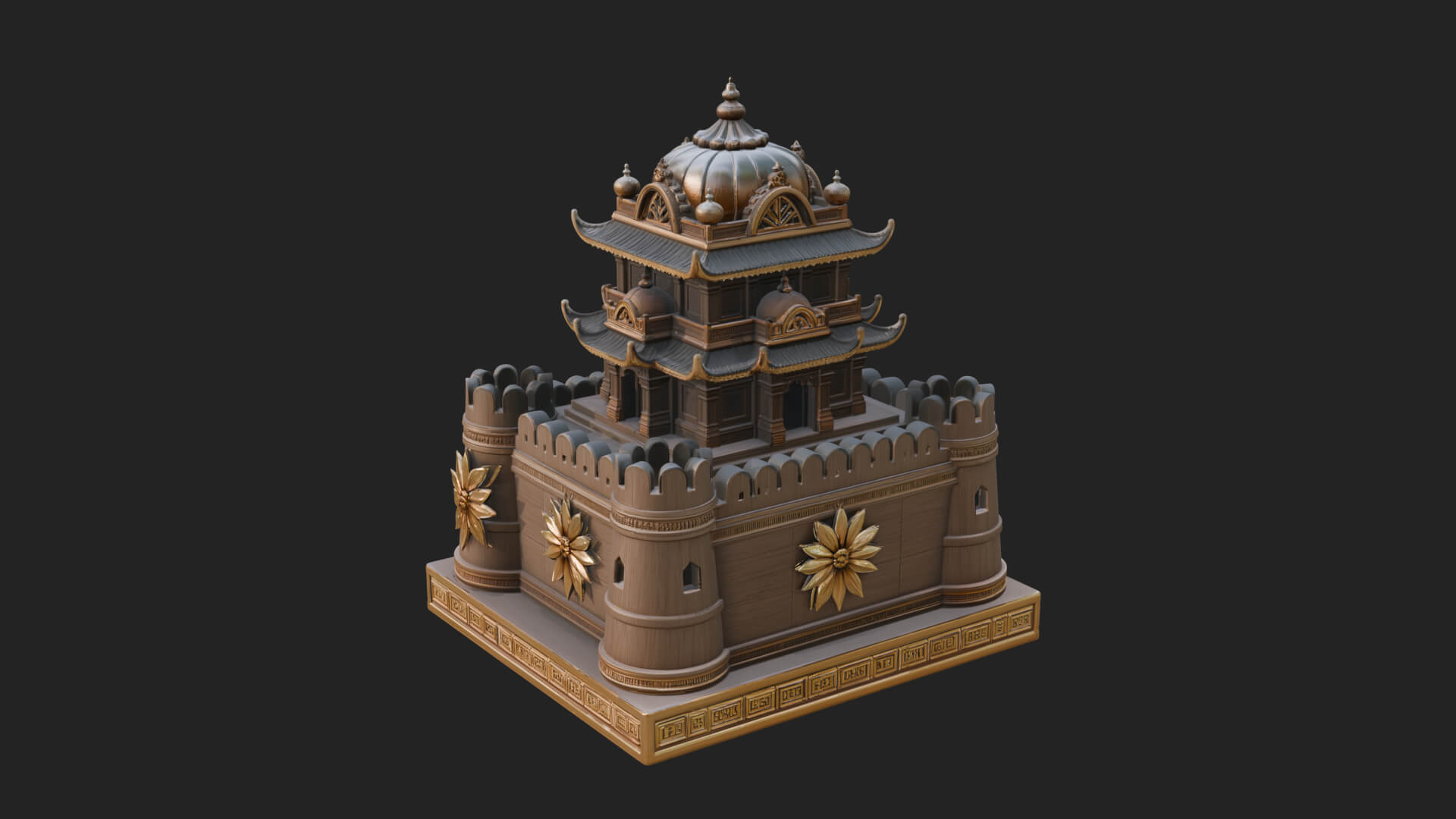 Domed Pagoda Tower Design 1 3D Print Model 3D Model