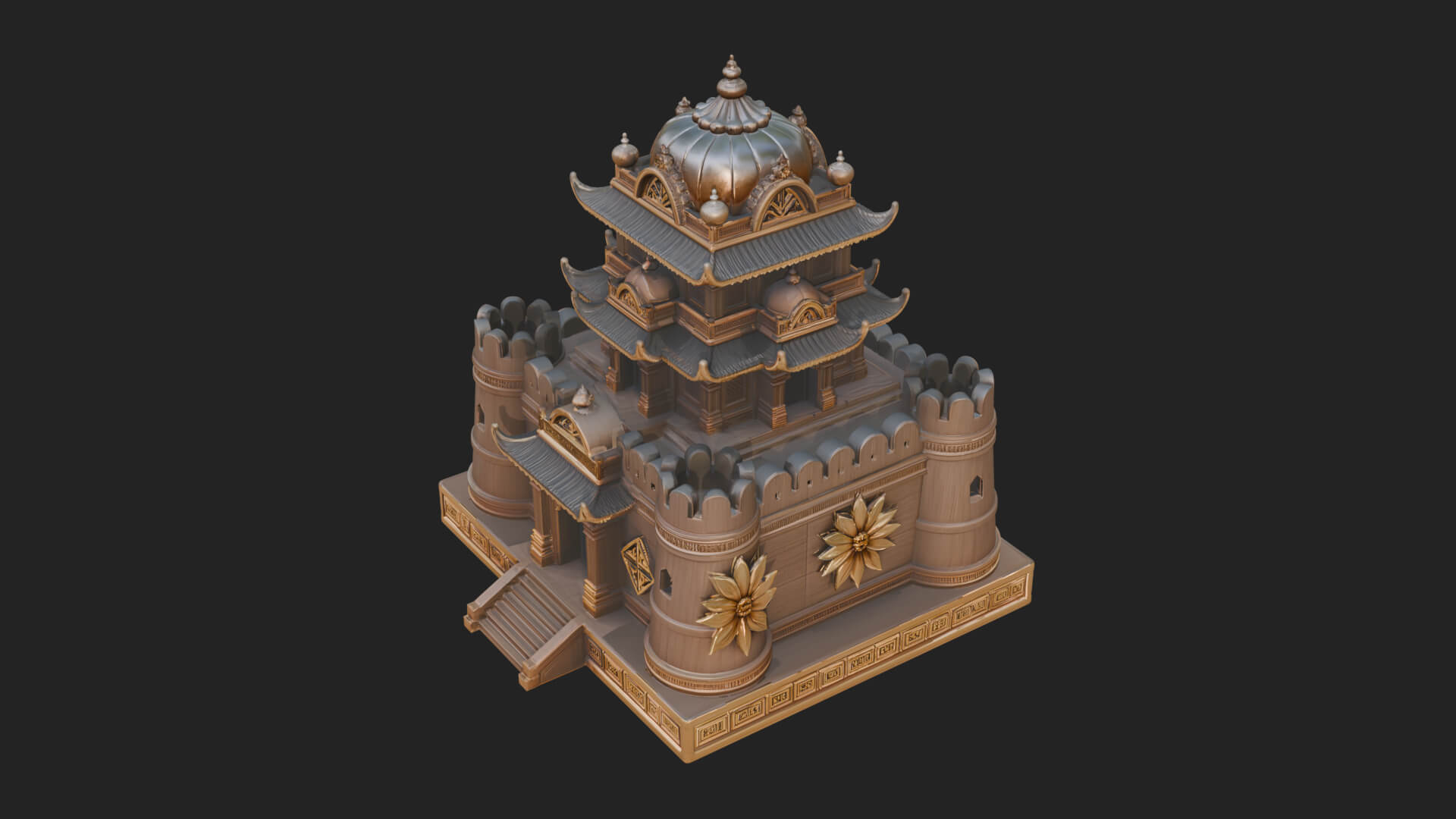 Domed Pagoda Tower Design 1 3D Print Model 3D Model