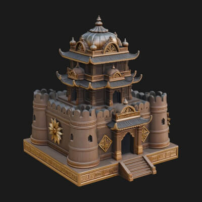 Domed Pagoda Tower Design 1 3D Print Model