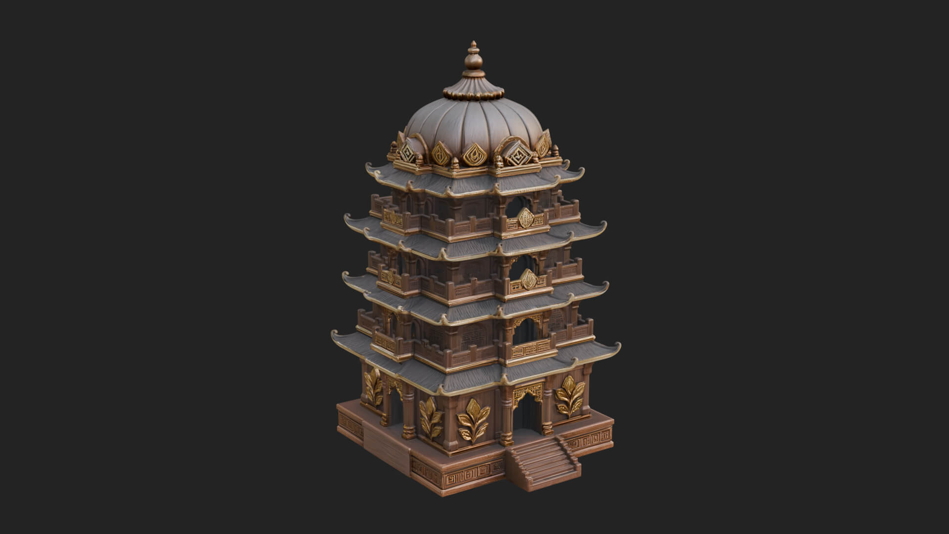 Domed Pagoda Tower Design 2 3D Print Model 3D Model