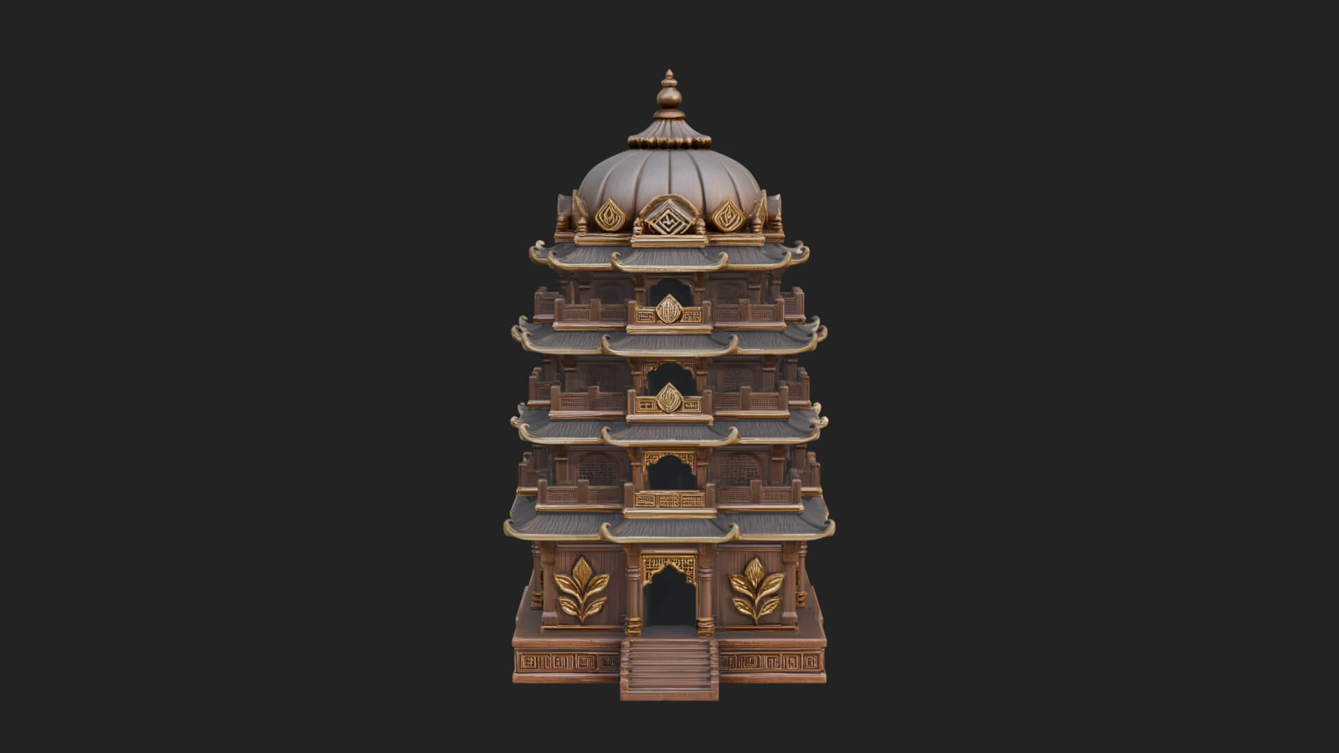 Domed Pagoda Tower Design 2 3D Print Model 3D Model