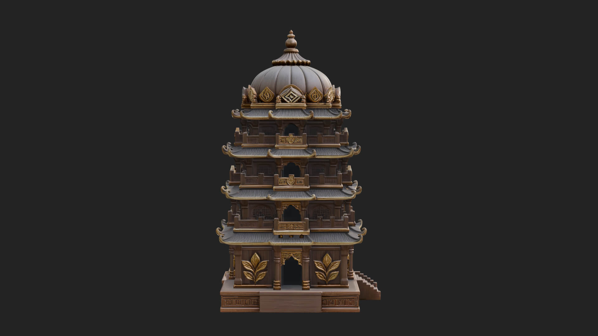 Domed Pagoda Tower Design 2 3D Print Model 3D Model