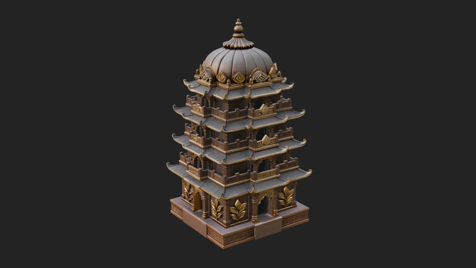 Domed Pagoda Tower Design 2 3D Print Model 3D Model