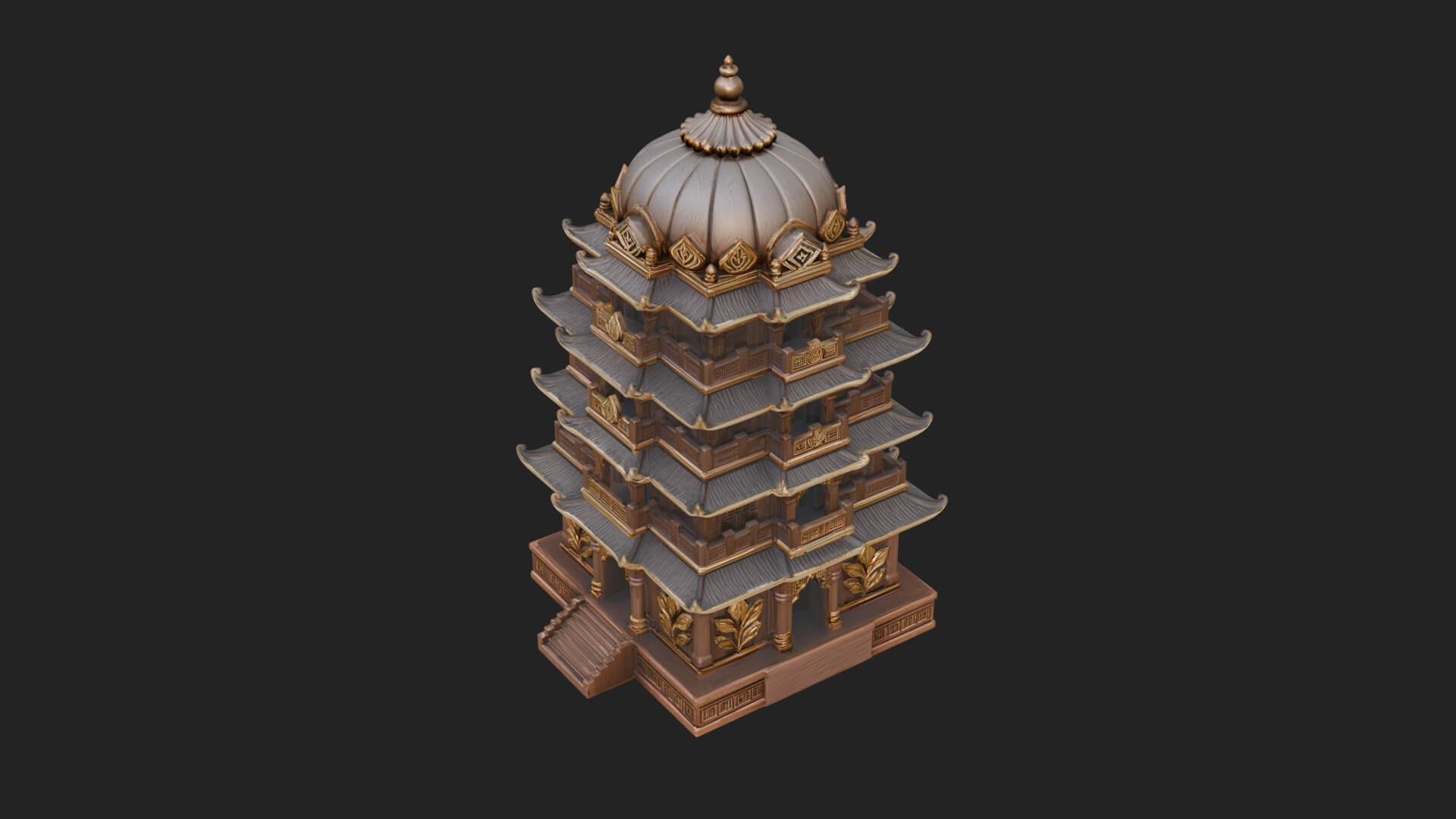 Domed Pagoda Tower Design 2 3D Print Model 3D Model