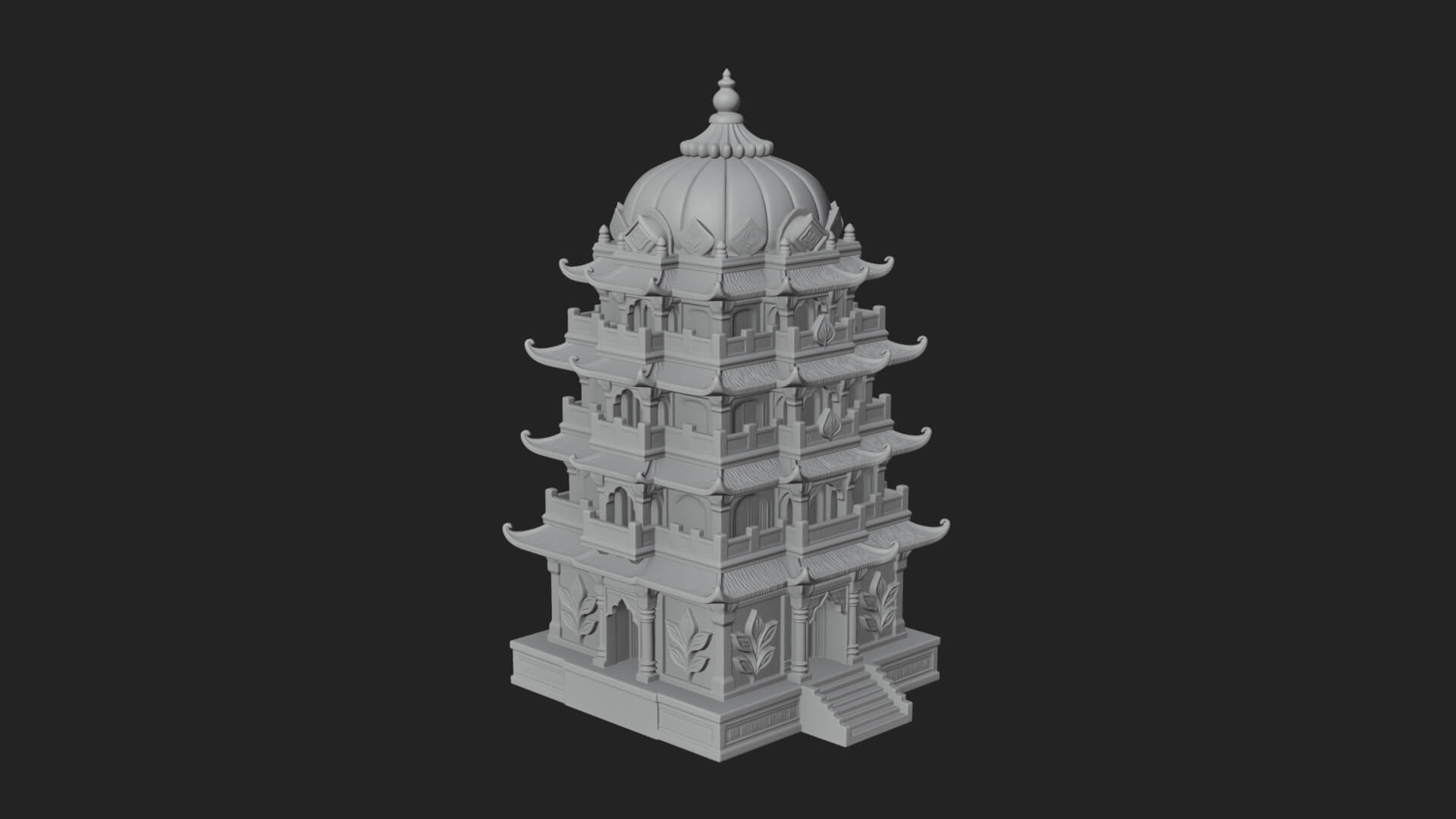 Domed Pagoda Tower Design 2 3D Print Model 3D Model