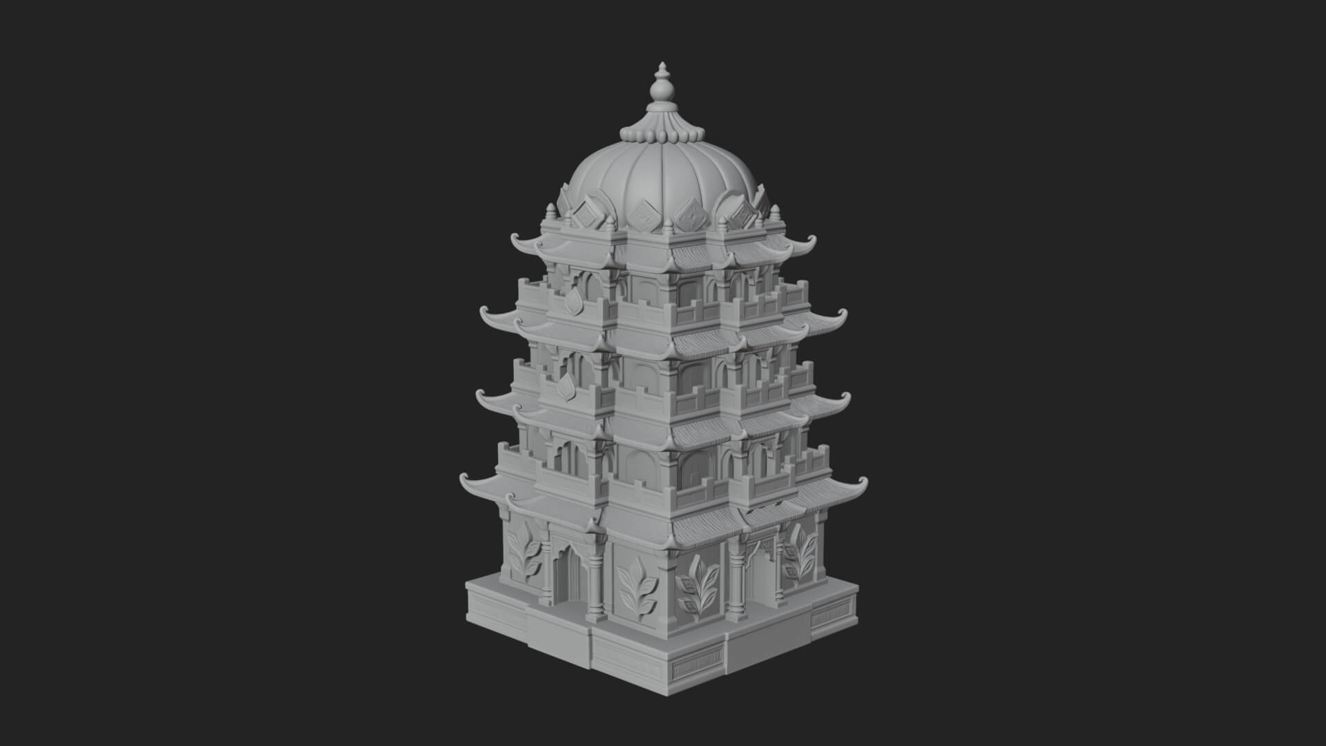 Domed Pagoda Tower Design 2 3D Print Model 3D Model
