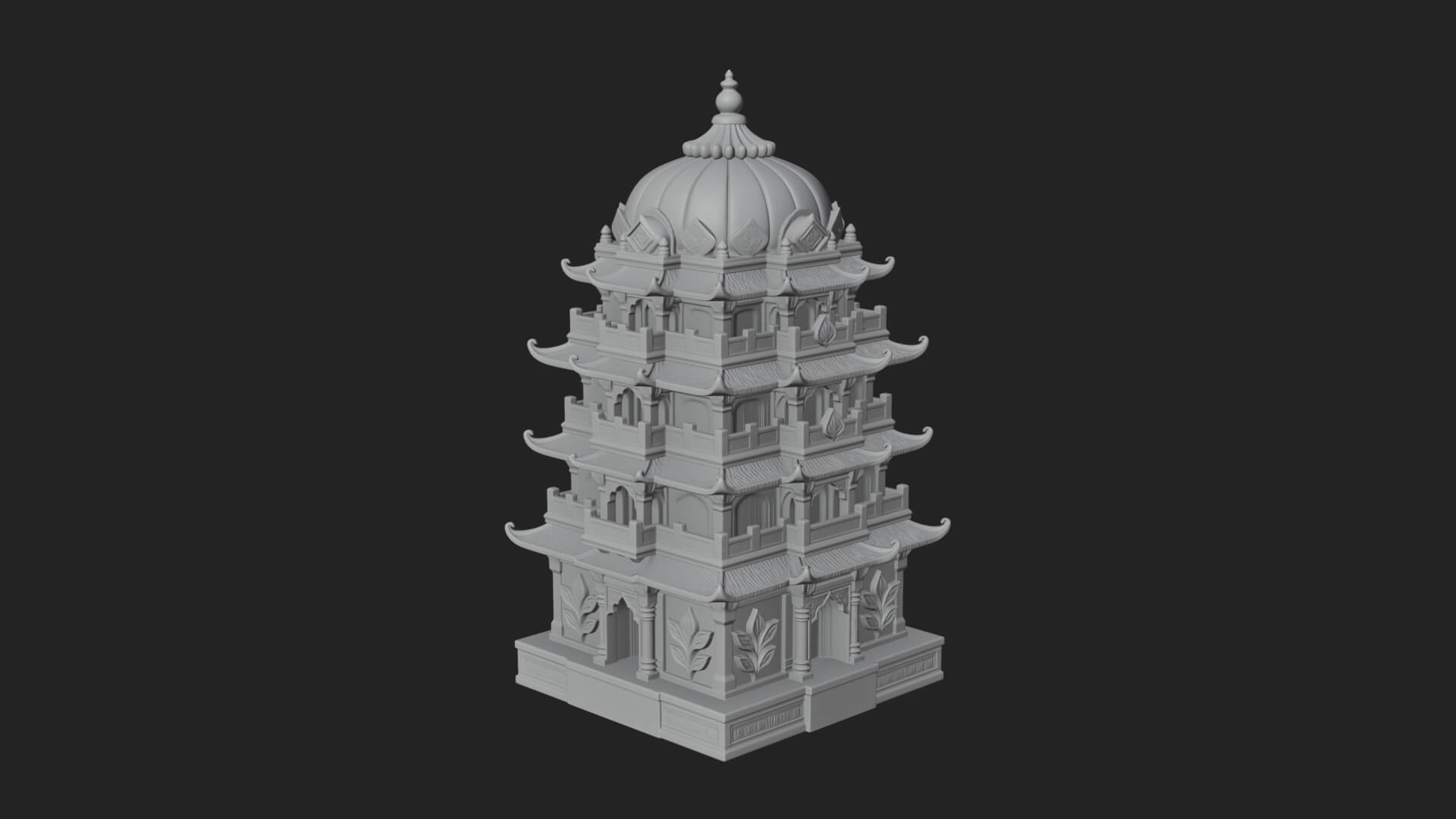Domed Pagoda Tower Design 2 3D Print Model 3D Model