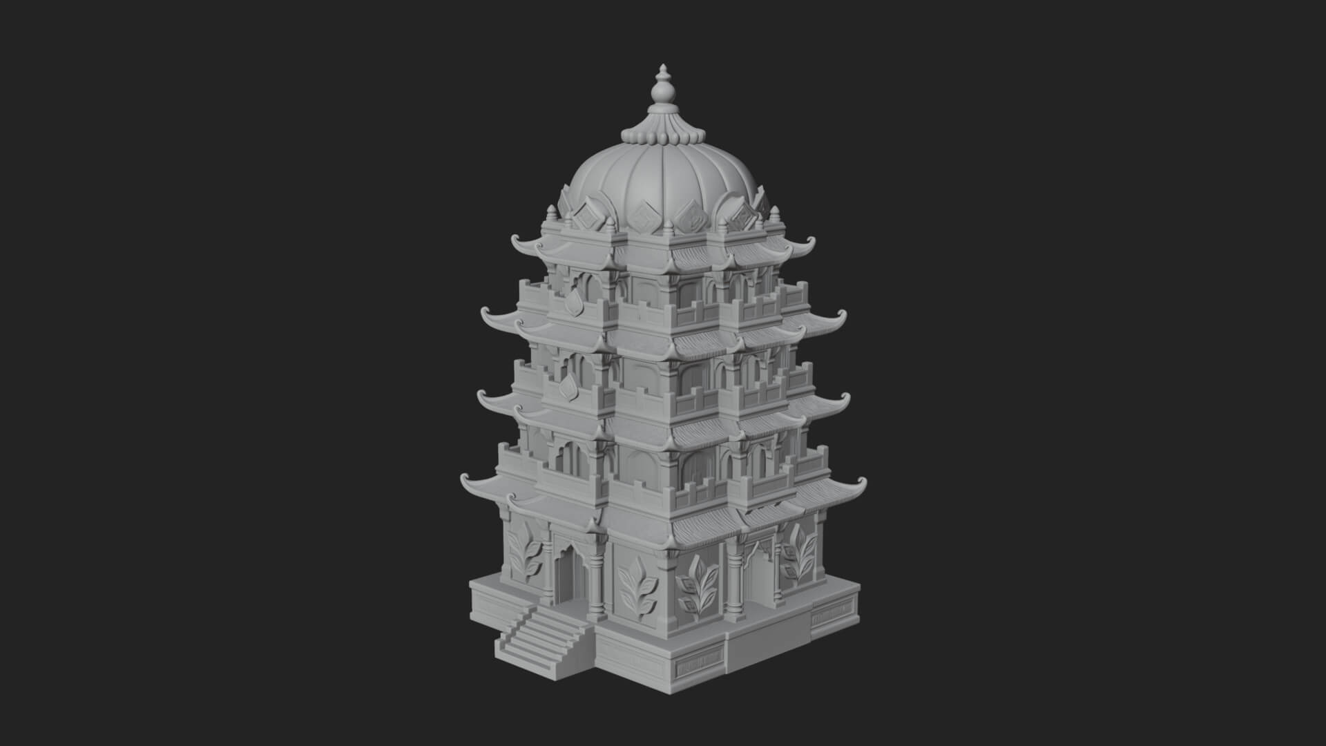 Domed Pagoda Tower Design 2 3D Print Model 3D Model