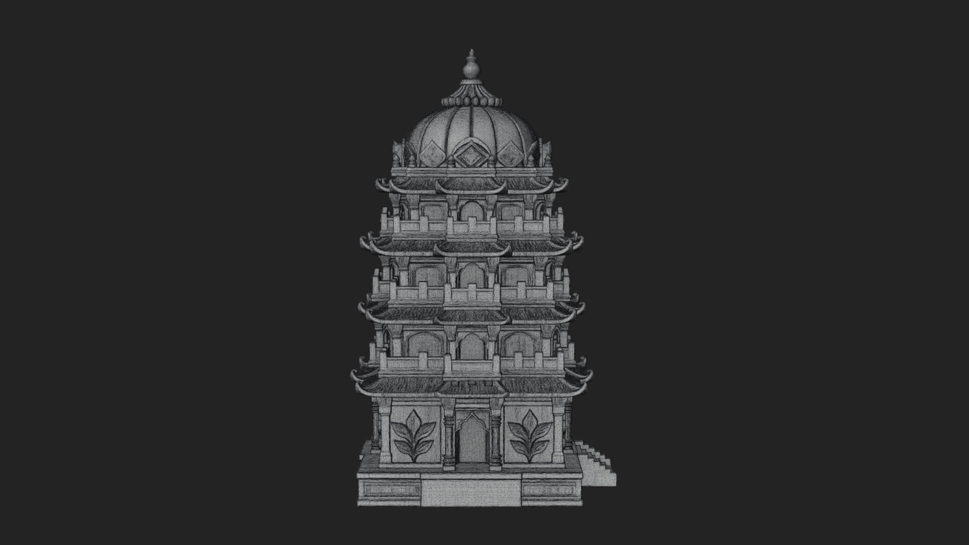 Domed Pagoda Tower Design 2 3D Print Model 3D Model