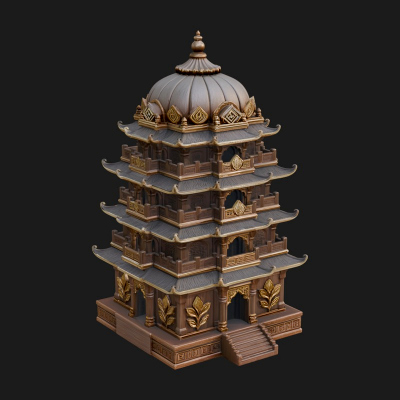 Domed Pagoda Tower Design 2 3D Print Model