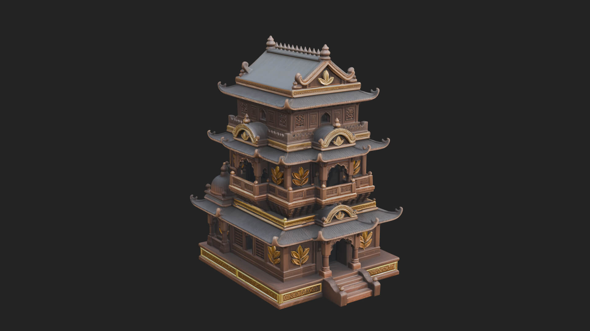Domed Pagoda Tower Design 3 3D Print Model 3D Model