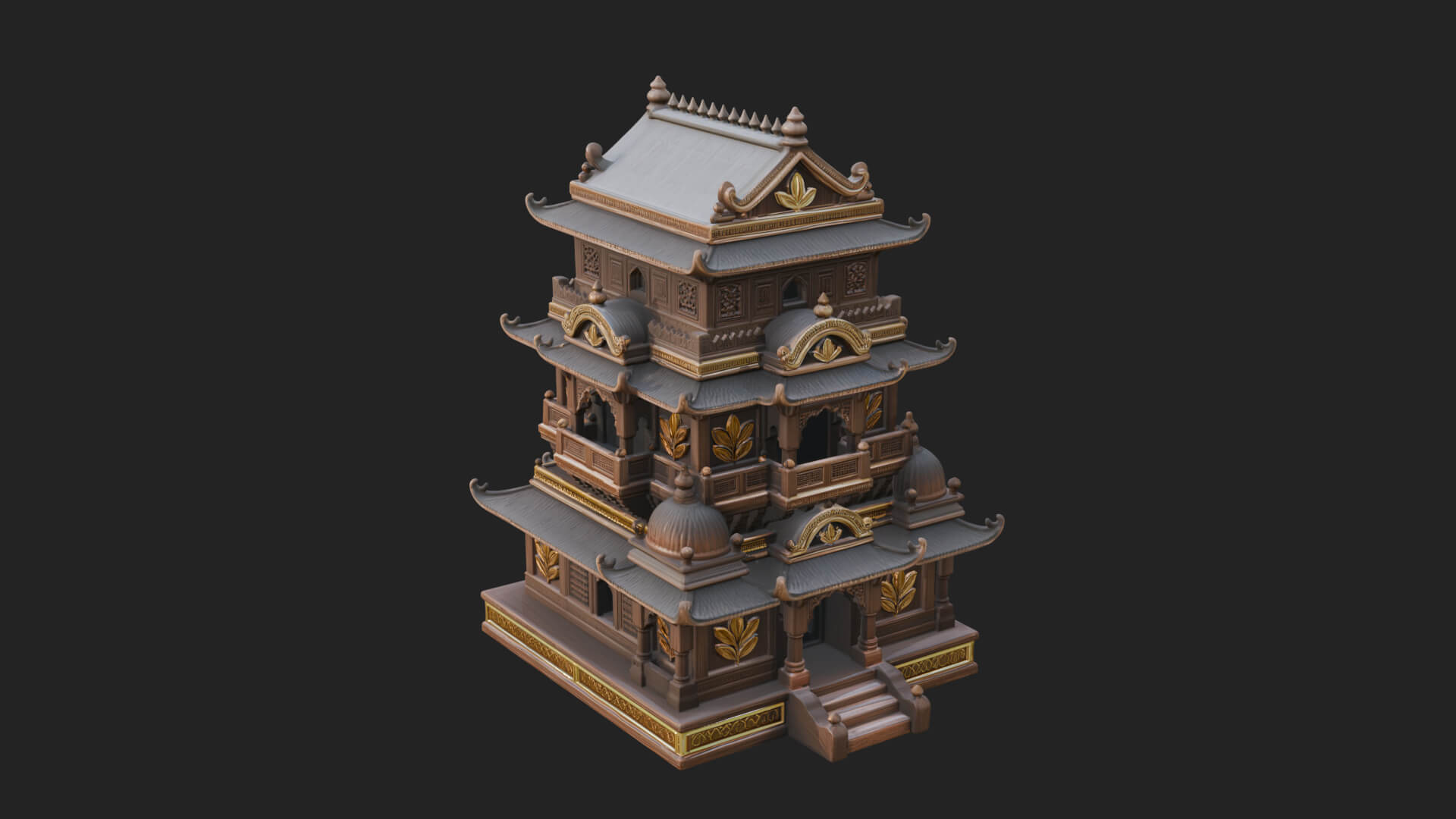 Domed Pagoda Tower Design 3 3D Print Model 3D Model