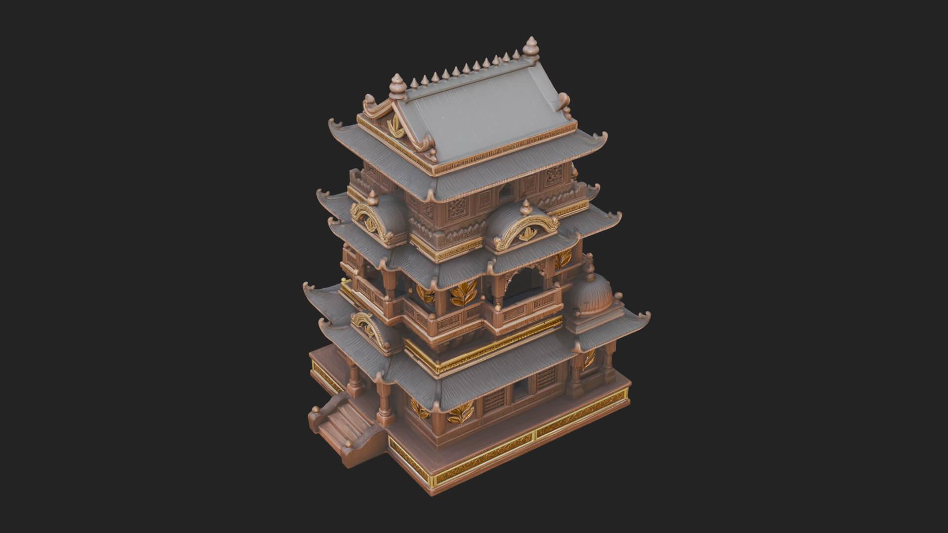 Domed Pagoda Tower Design 3 3D Print Model 3D Model