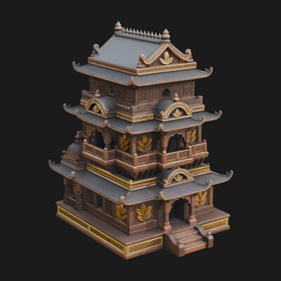 Domed Pagoda Tower Design 3 3D Print Model