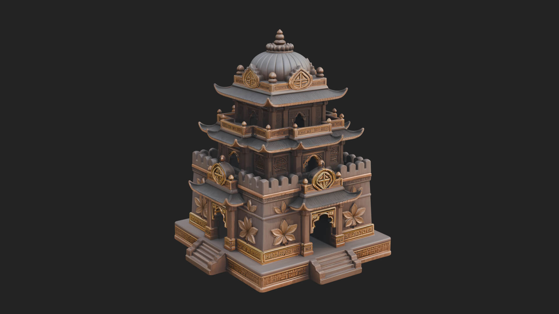 Domed Pagoda Tower Design 4 3D Print Model 3D Model