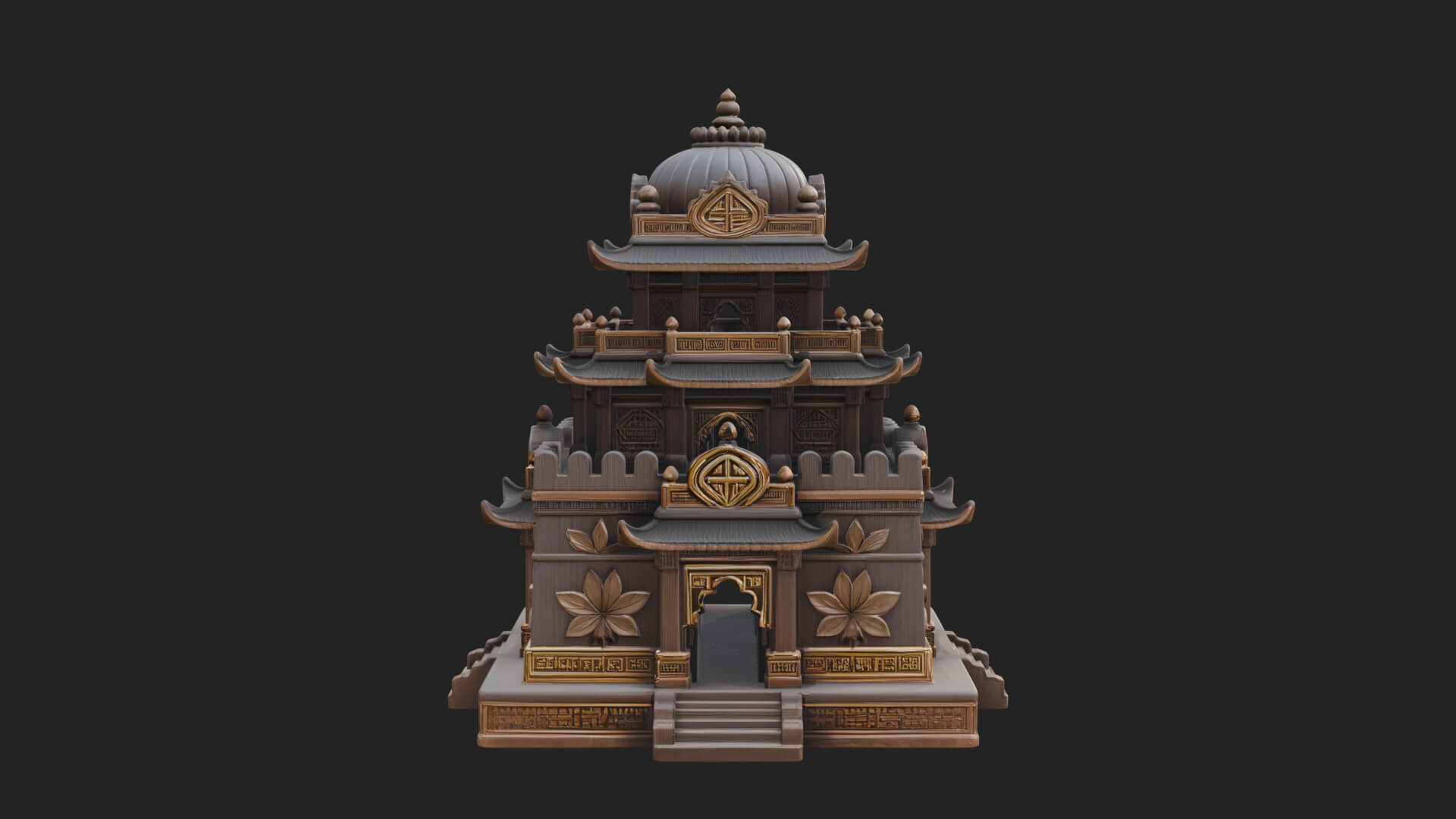 Domed Pagoda Tower Design 4 3D Print Model 3D Model