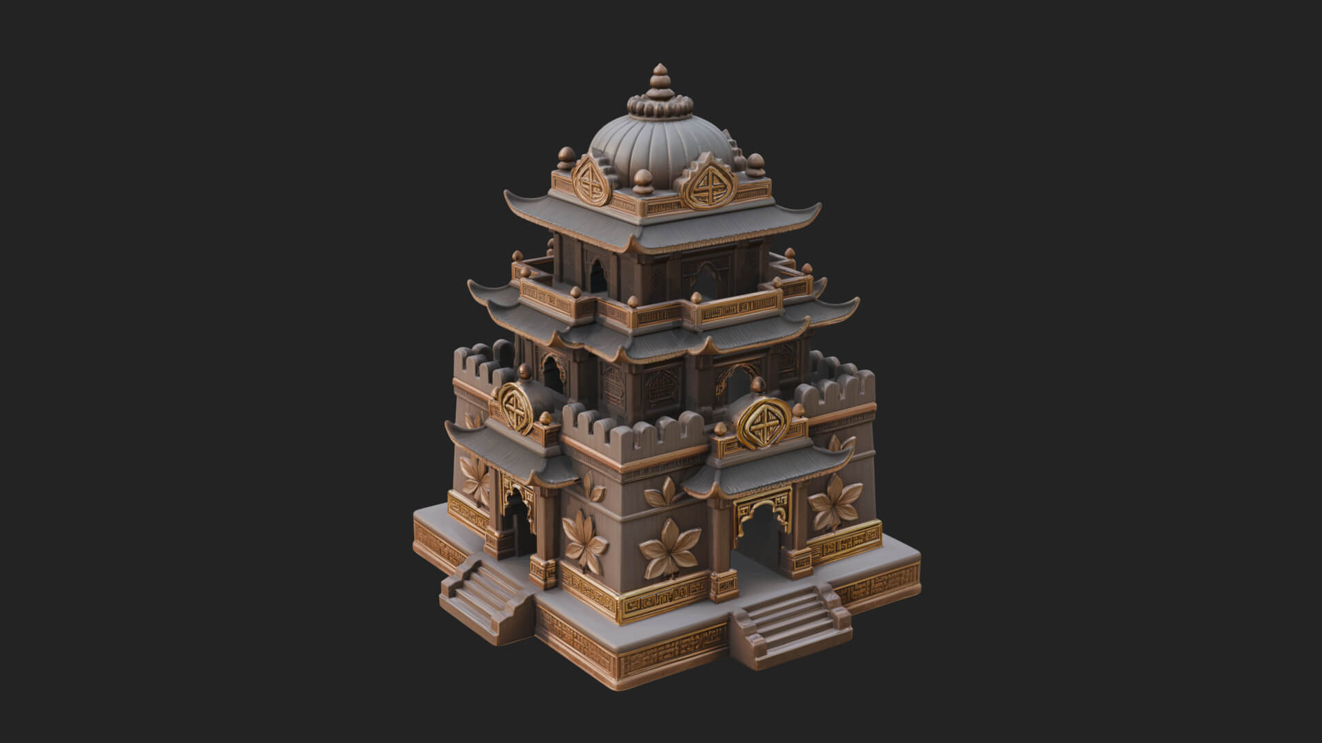 Domed Pagoda Tower Design 4 3D Print Model 3D Model