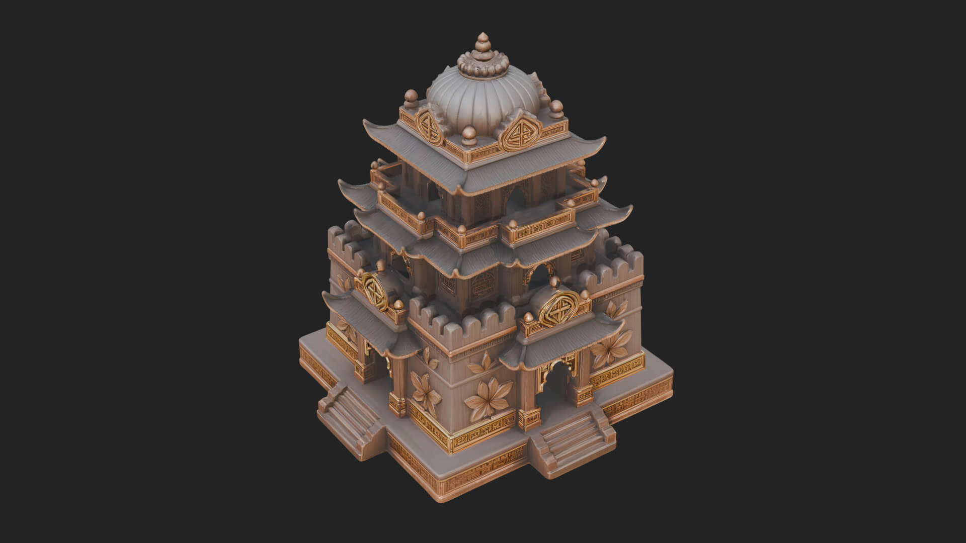 Domed Pagoda Tower Design 4 3D Print Model 3D Model