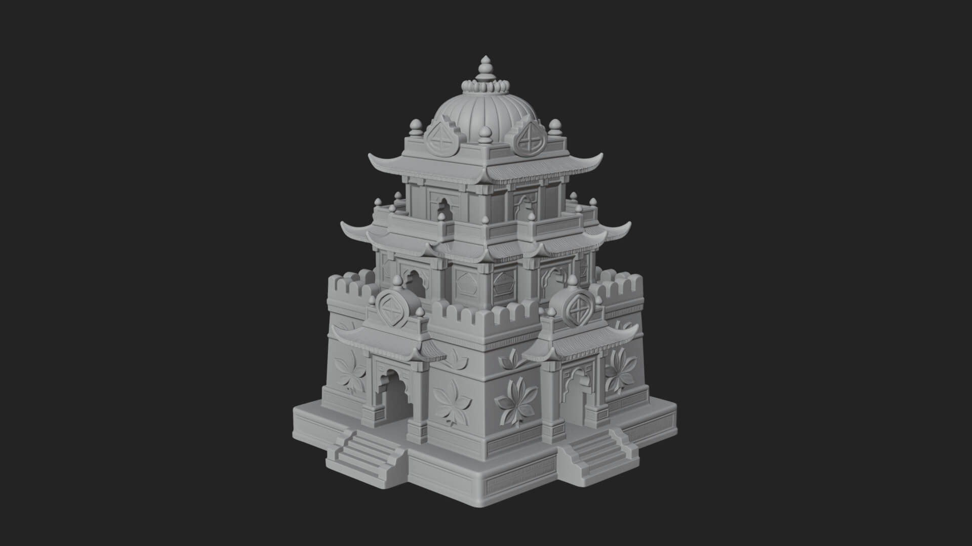Domed Pagoda Tower Design 4 3D Print Model 3D Model