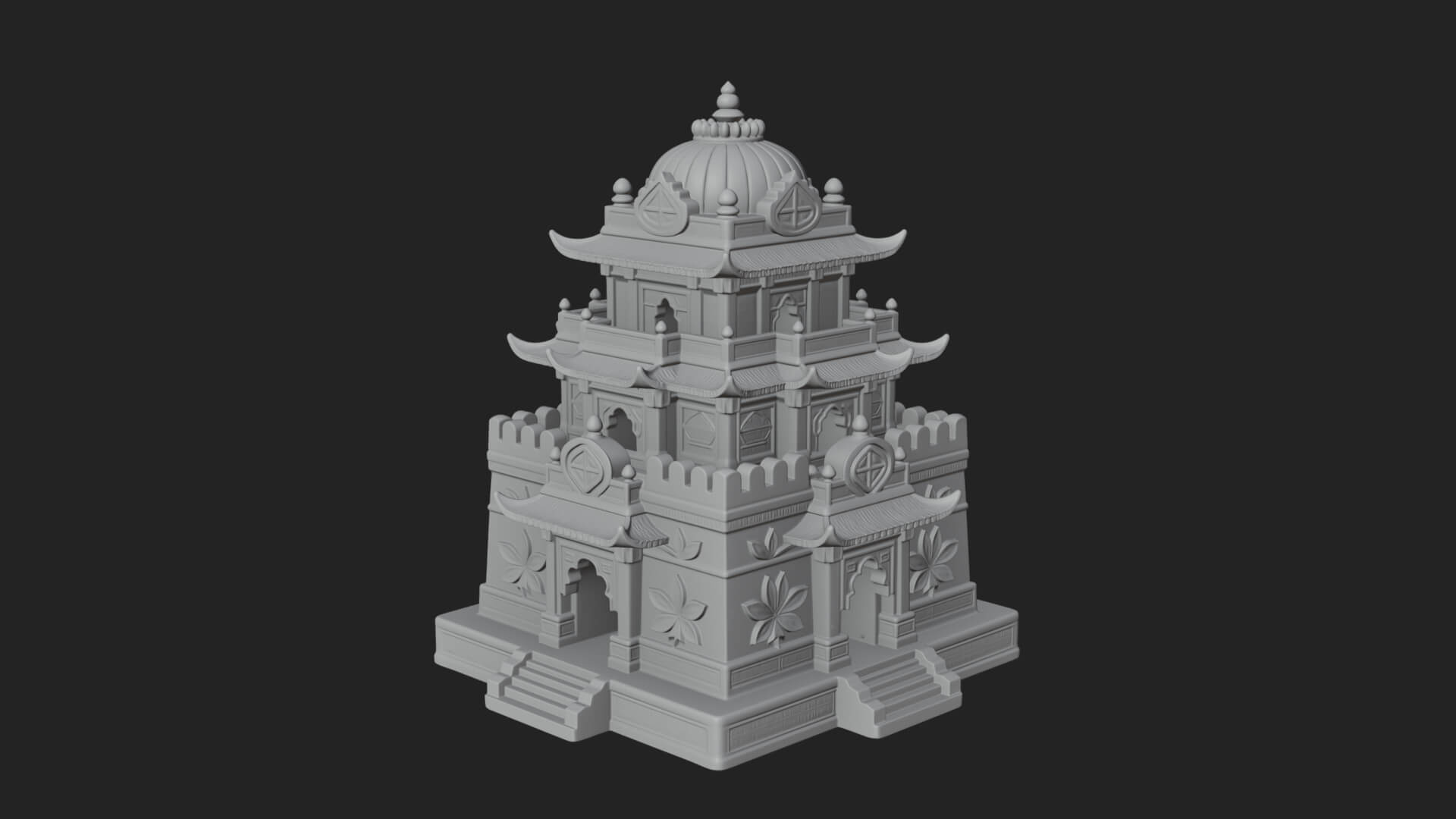 Domed Pagoda Tower Design 4 3D Print Model 3D Model