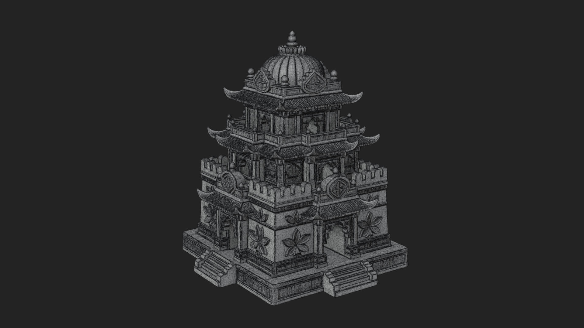 Domed Pagoda Tower Design 4 3D Print Model 3D Model