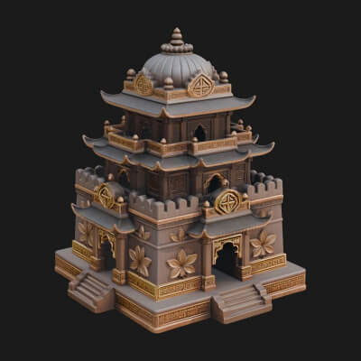 Domed Pagoda Tower Design 4 3D Print Model