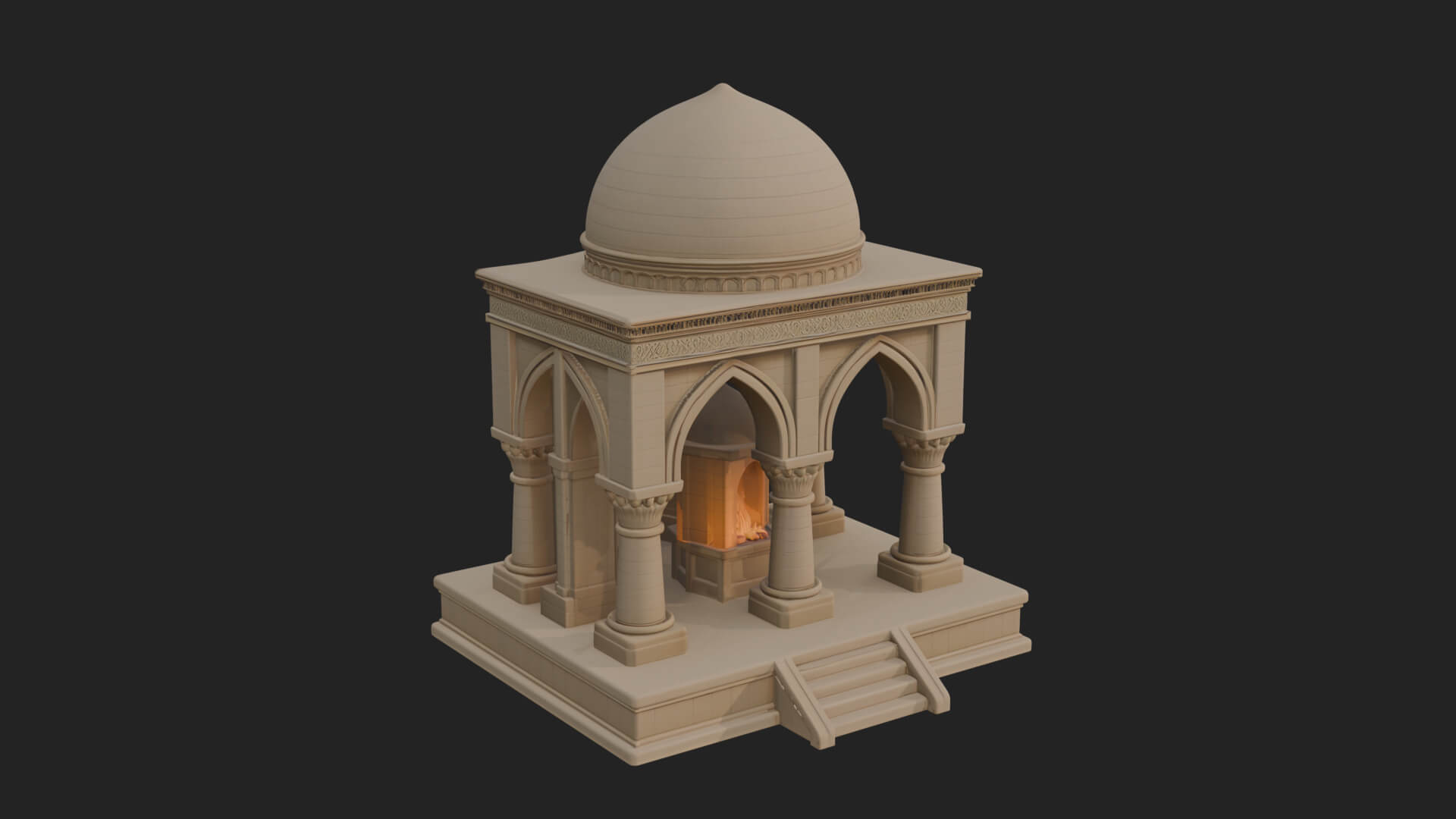 Domed Stone Shrine Model Design 2 3D Print Model 3D Model