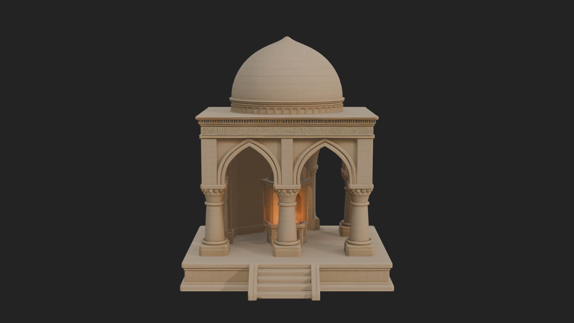 Domed Stone Shrine Model Design 2 3D Print Model 3D Model