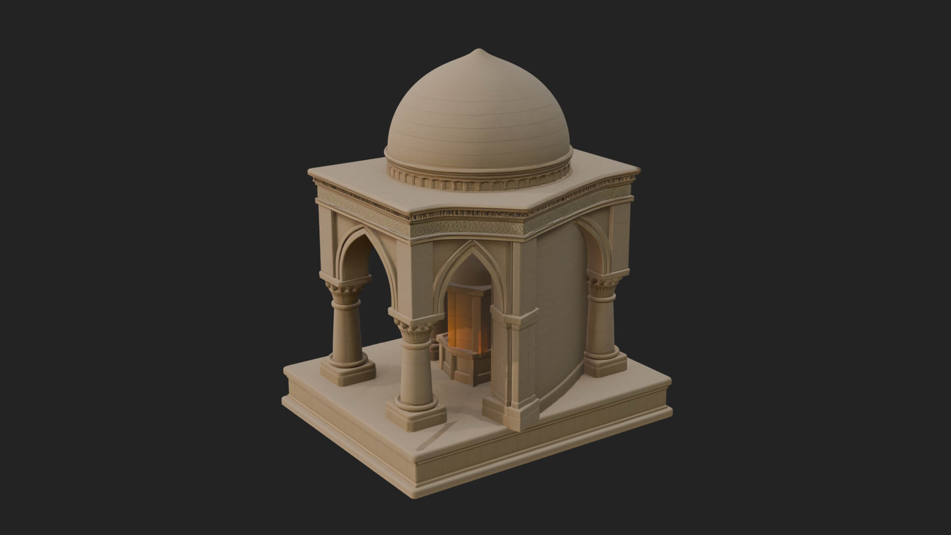 Domed Stone Shrine Model Design 2 3D Print Model 3D Model