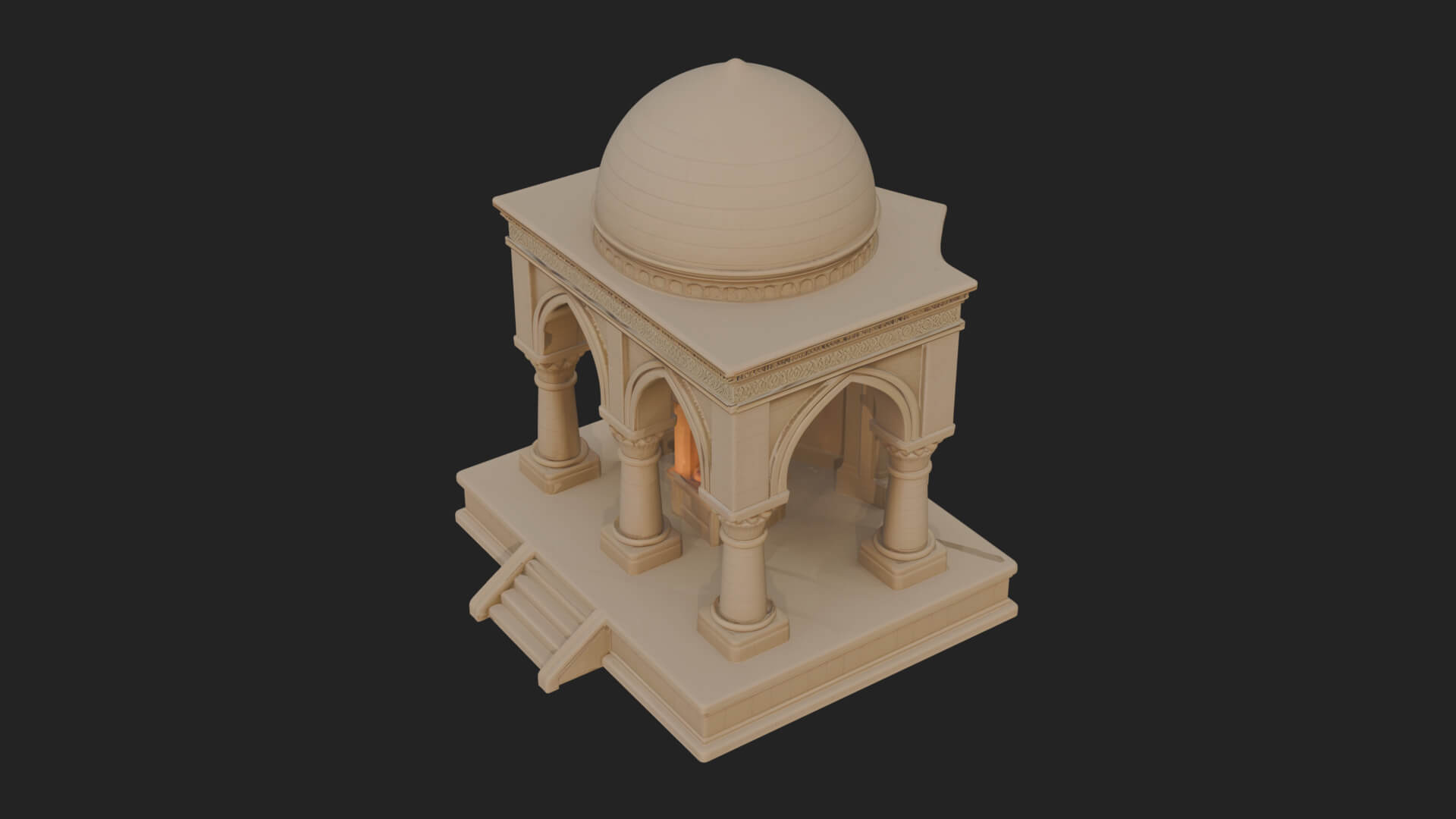 Domed Stone Shrine Model Design 2 3D Print Model 3D Model