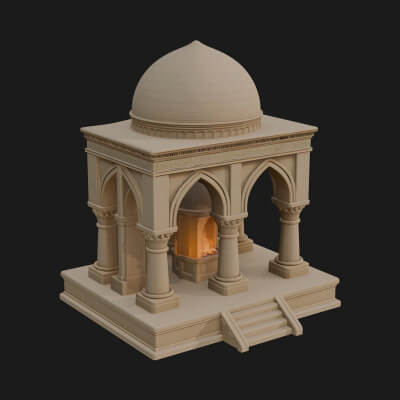 Domed Stone Shrine Model Design 2 3D Print Model