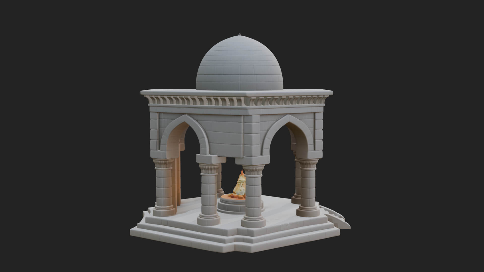 Domed Stone Shrine Model Design 4 3D Print Model 3D Model