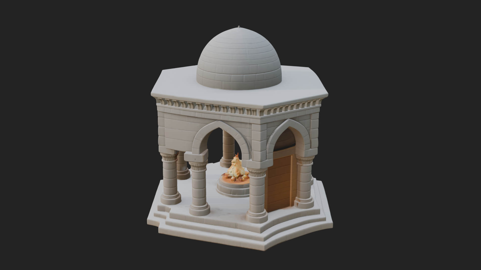 Domed Stone Shrine Model Design 4 3D Print Model 3D Model