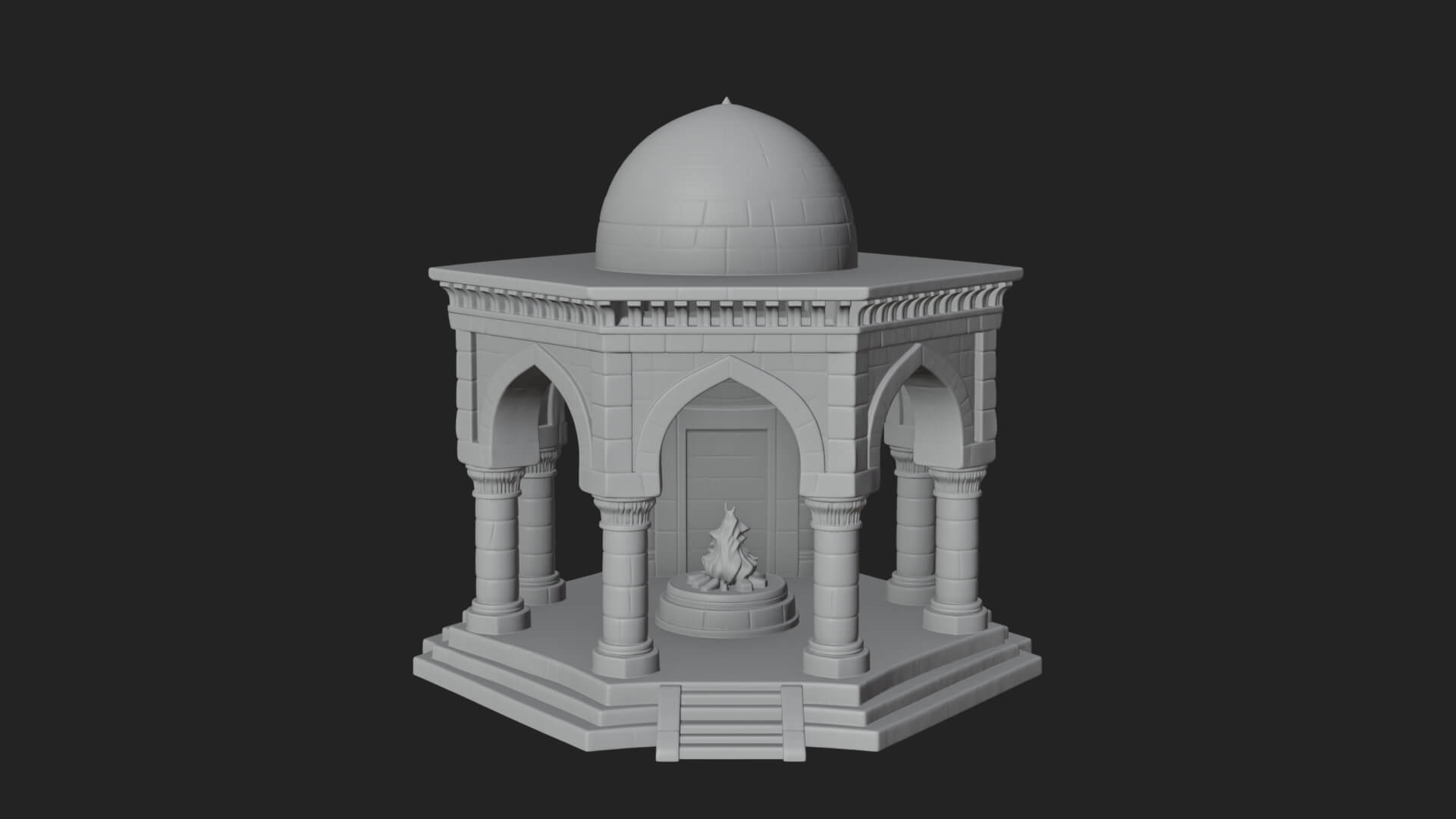 Domed Stone Shrine Model Design 4 3D Print Model 3D Model